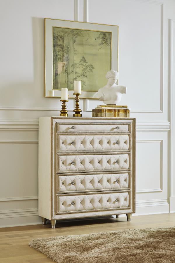Antonella 5-drawer Bedroom Chest Ivory and Camel-zoom-2