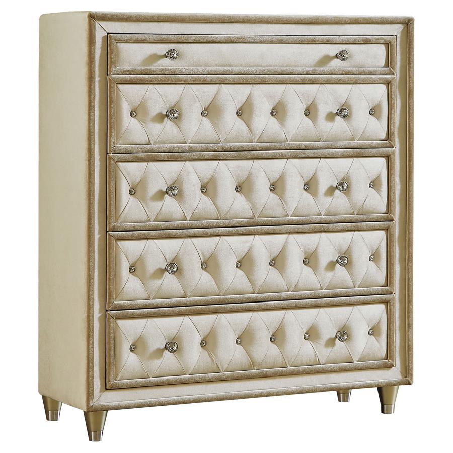Antonella 5-drawer Bedroom Chest Ivory and Camel-zoom-1