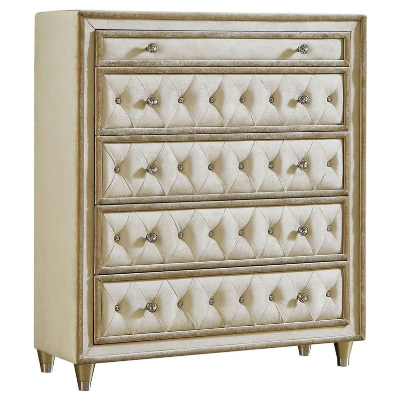 Antonella 5-drawer Bedroom Chest Ivory and Camel-zoom-