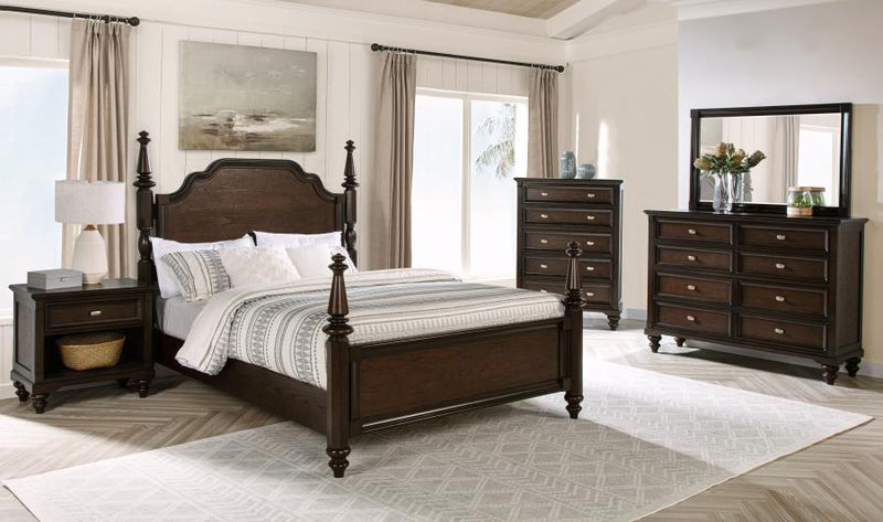 Andover 63-inch Four Poster Queen Bed Dark Oak-zoom-