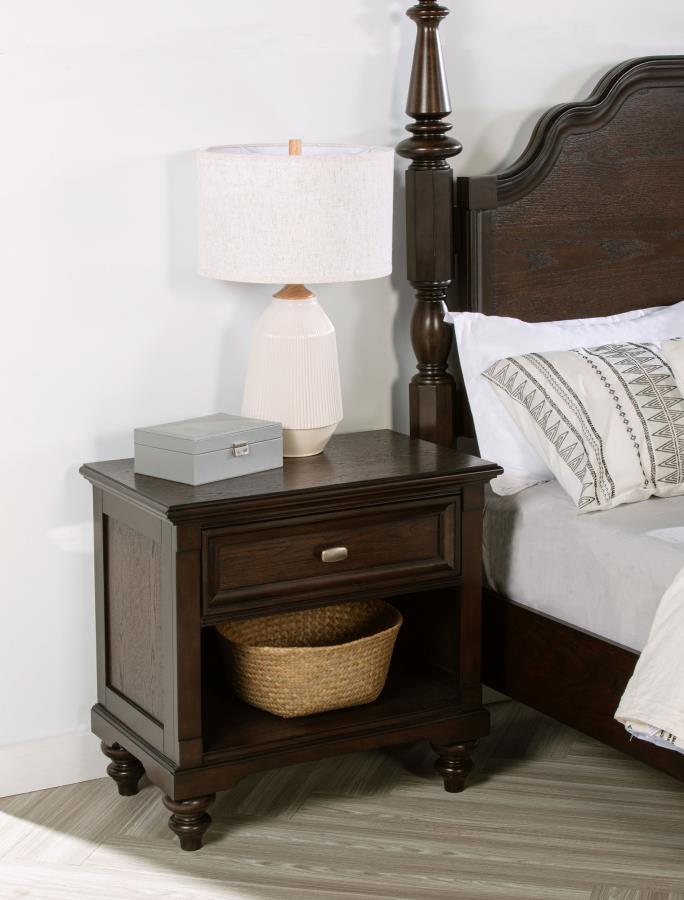 Andover 1-drawer Nightstand Bedside Table Dark Oak-zoom-