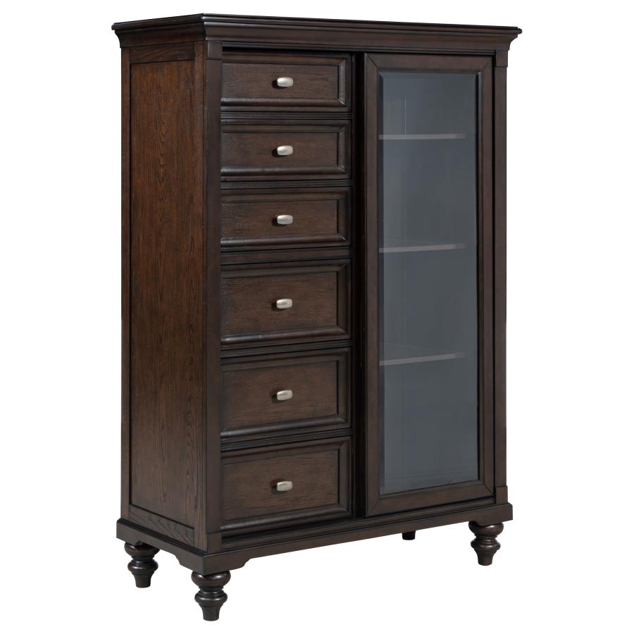 Andover 6-drawer Tempered Glass Door Chest Dark Oak-zoom-1