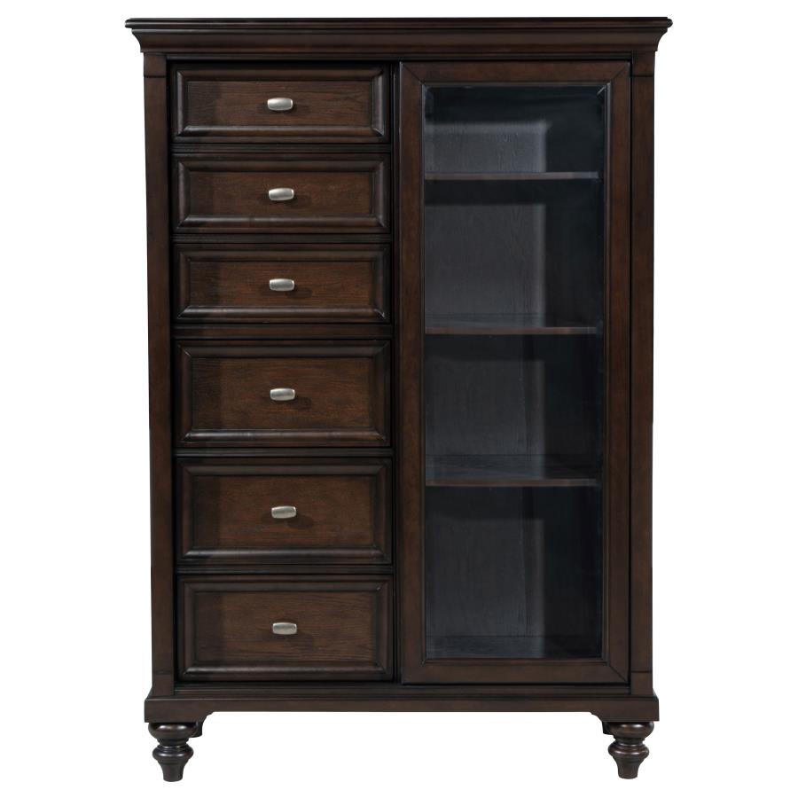 Andover 6-drawer Tempered Glass Door Chest Dark Oak-zoom-3