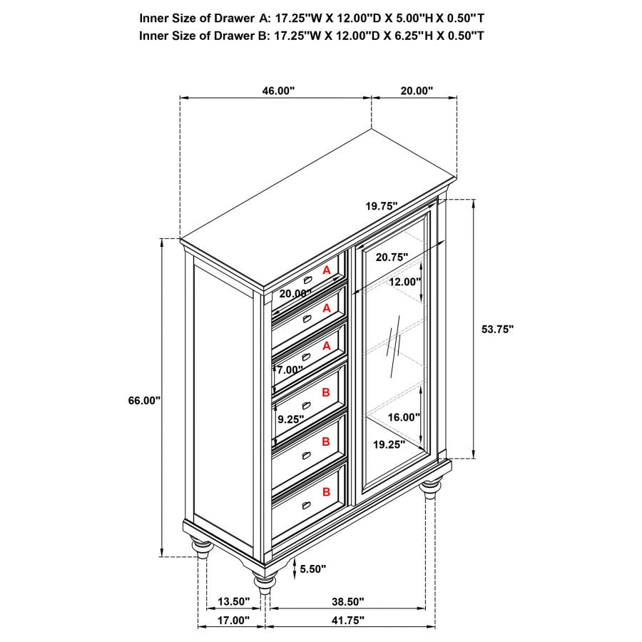 Andover 6-drawer Tempered Glass Door Chest Dark Oak-zoom-11