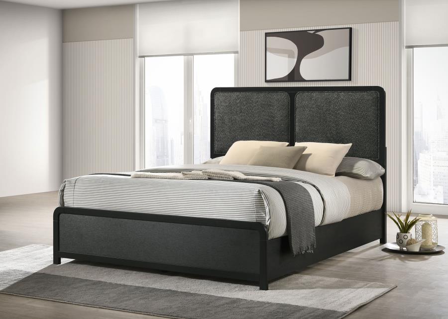 Cavelle 51-inch Upholstered Queen Panel Bed Black-zoom-2