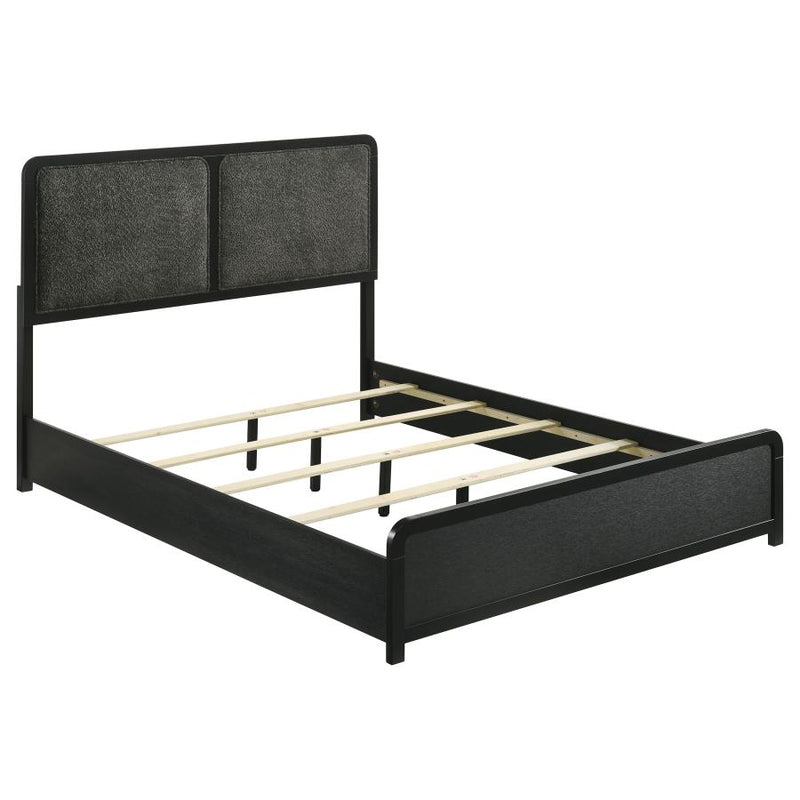 Cavelle 51-inch Upholstered Queen Panel Bed Black-zoom-