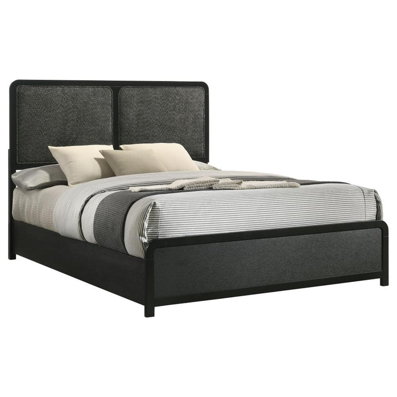 Cavelle 51-inch Upholstered Queen Panel Bed Black-zoom-