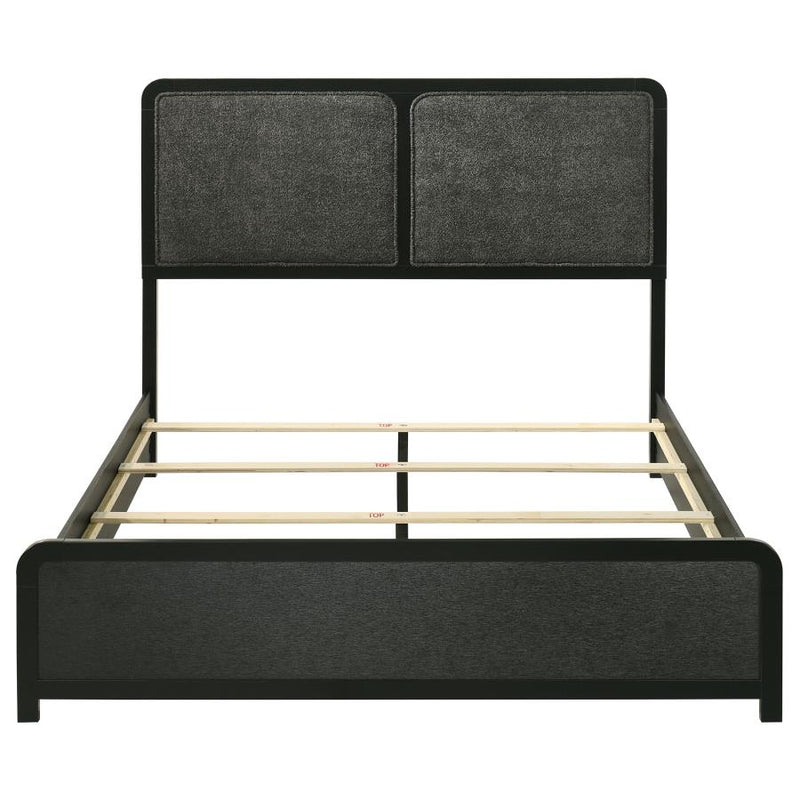 Cavelle 51-inch Upholstered Queen Panel Bed Black-zoom-