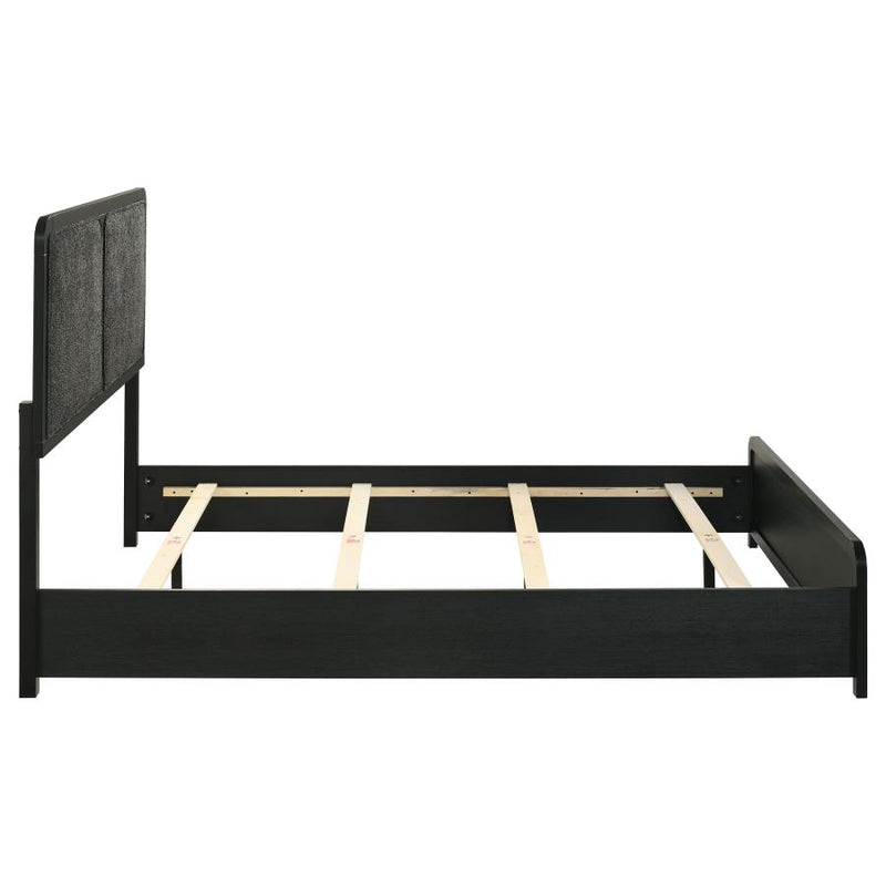 Cavelle 51-inch Upholstered Queen Panel Bed Black-zoom-