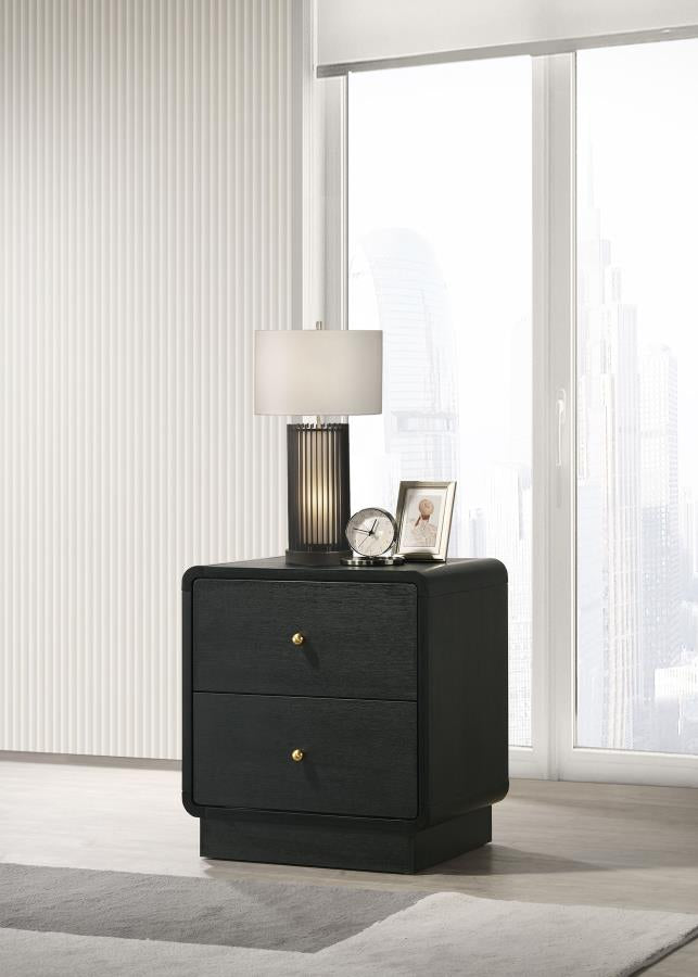 Cavelle 2-drawer Nightstand Bedside Table Black-zoom-
