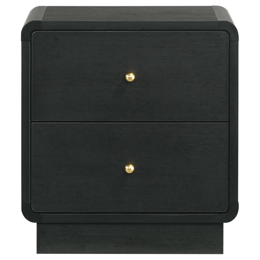 Cavelle 2-drawer Nightstand Bedside Table Black-3