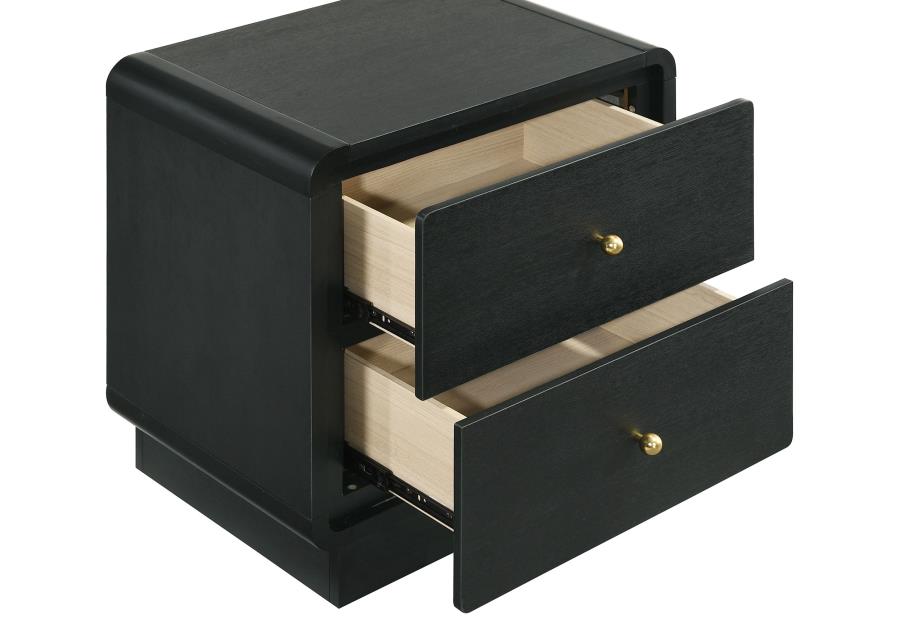 Cavelle 2-drawer Nightstand Bedside Table Black-zoom-10