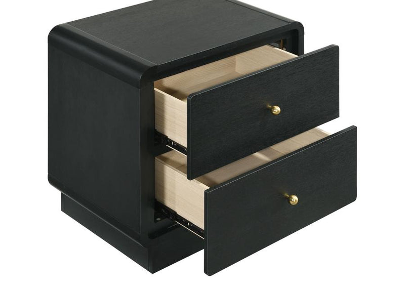 Cavelle 2-drawer Nightstand Bedside Table Black-zoom-