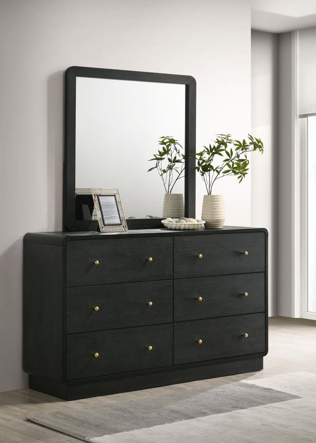 Cavelle 6-drawer Dresser and Mirror Black-2