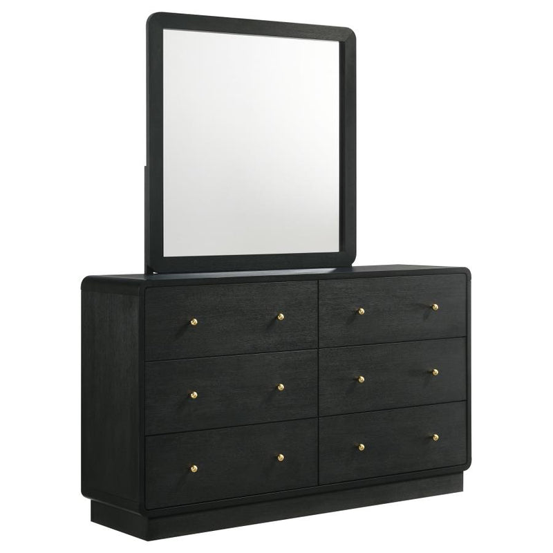Cavelle 6-drawer Dresser and Mirror Black-zoom-