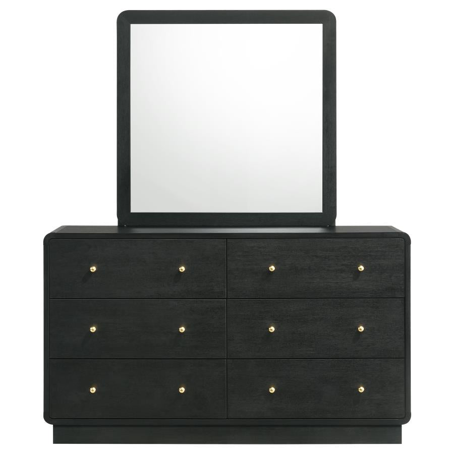 Cavelle 6-drawer Dresser and Mirror Black-3