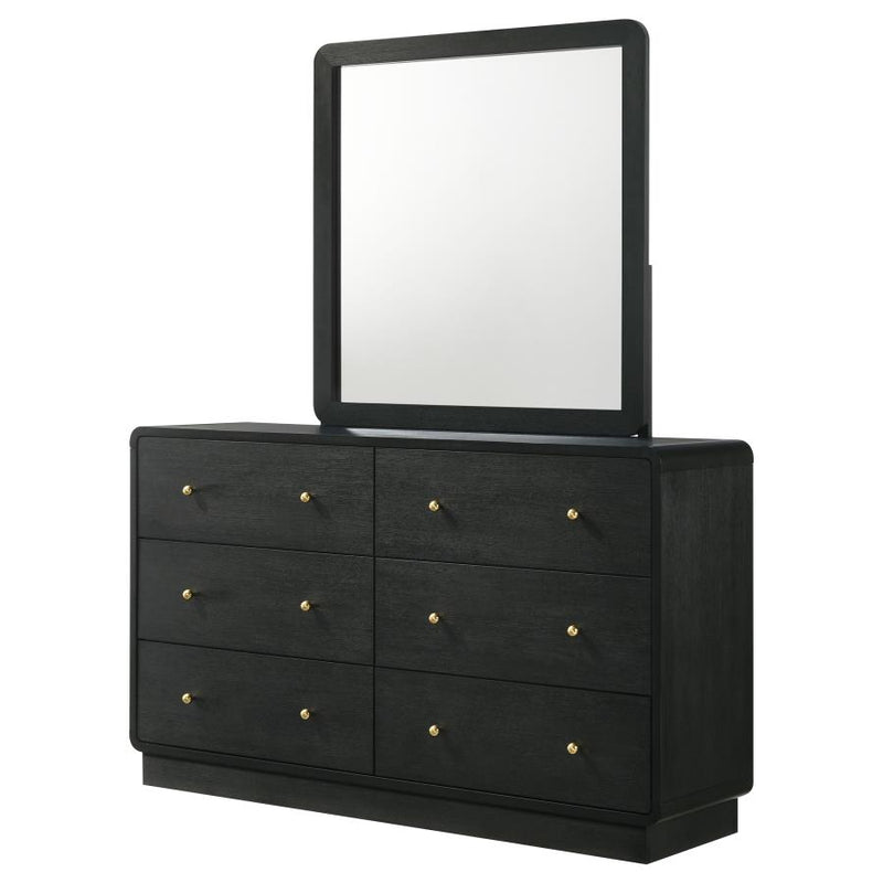 Cavelle 6-drawer Dresser and Mirror Black-zoom-