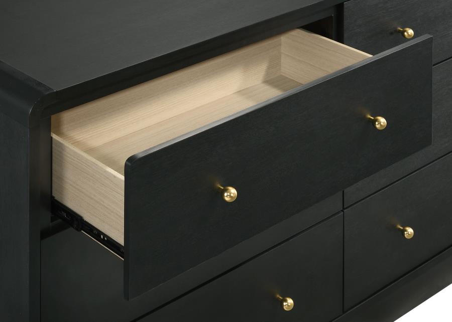 Cavelle 6-drawer Dresser and Mirror Black-10