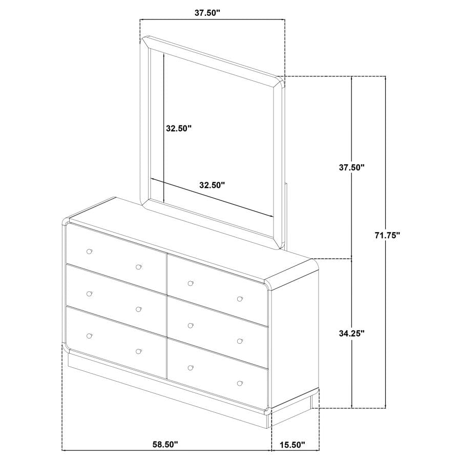 Cavelle 6-drawer Dresser and Mirror Black-zoom-13