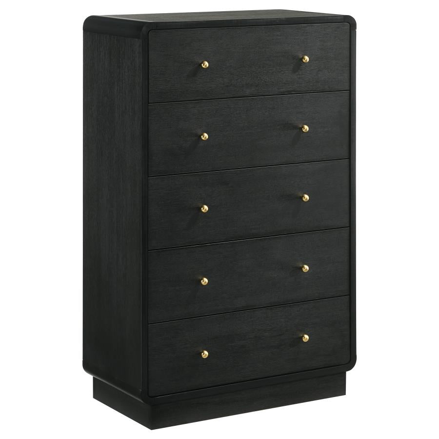 Cavelle 5-drawer Chest of Drawers Black-1