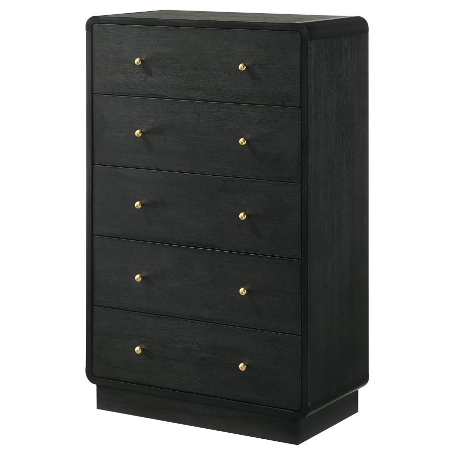 Cavelle 5-drawer Chest of Drawers Black-zoom-4