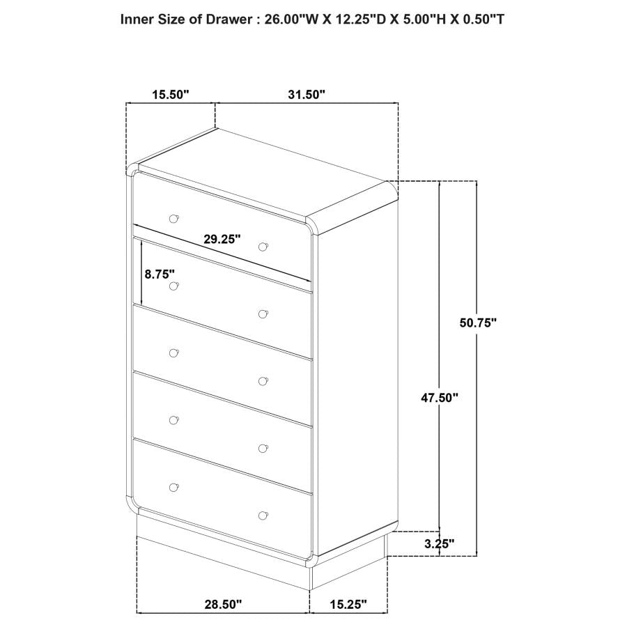 Cavelle 5-drawer Chest of Drawers Black-zoom-13
