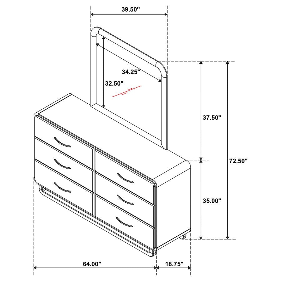 Amsbury 6-drawer Dresser and Mirror Nutmeg-13