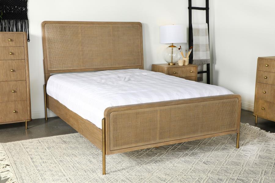 Arini Rattan California King Panel Bed Sand Wash and Natural-2