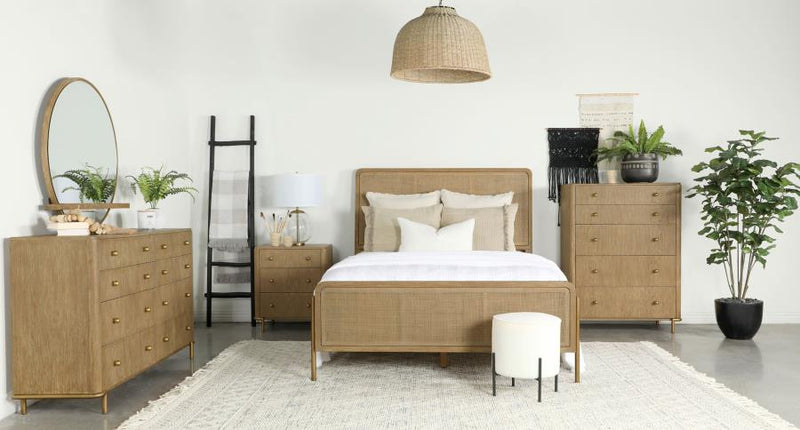 Arini Rattan California King Panel Bed Sand Wash and Natural-zoom-
