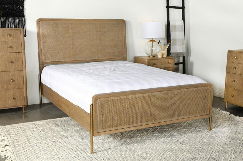 Arini Rattan Queen Panel Bed Sand Wash and Natural Cane-zoom-