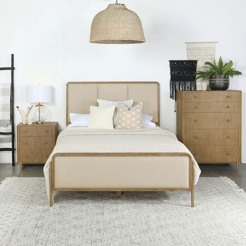 Arini 56-inch California King Panel Bed Cream and Sand Wash-zoom-