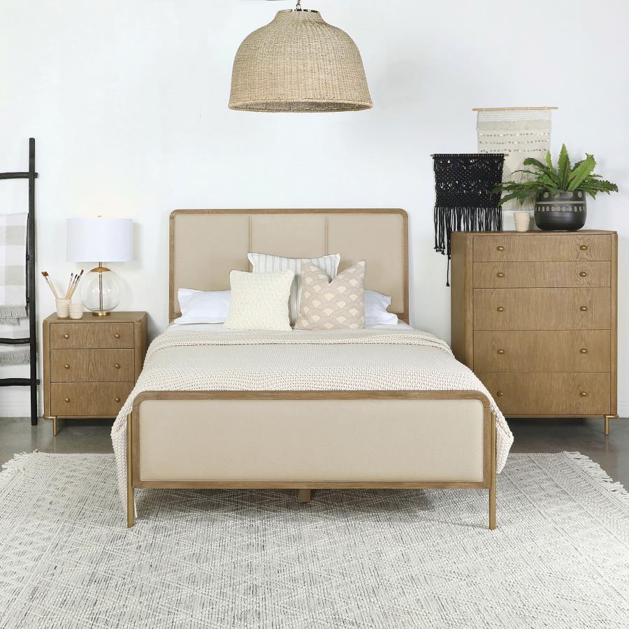 Arini 56-inch Queen Panel Bed Cream and Sand Wash-2