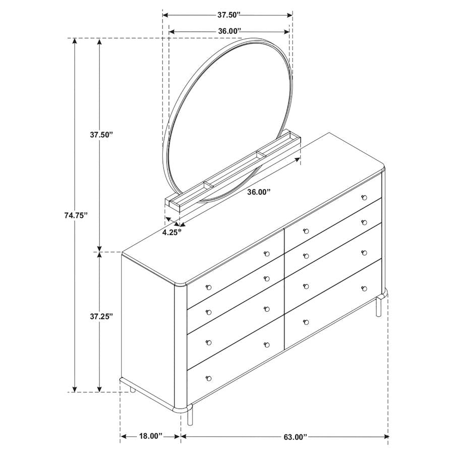 Arini 8-drawer Dresser with Mirror Sand Wash-zoom-9