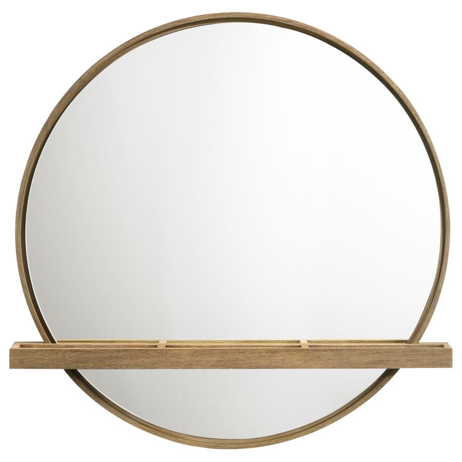 Arini Round Vanity Wall Mirror with Shelf Sand Wash-zoom-3