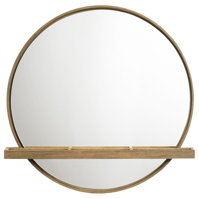 Arini Round Vanity Wall Mirror with Shelf Sand Wash-zoom-