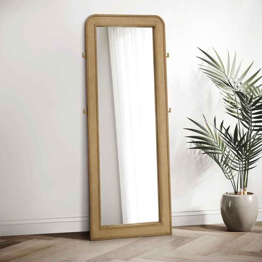 Arini Cane Weave Full Length Standing Floor Mirror Sand Wash-1
