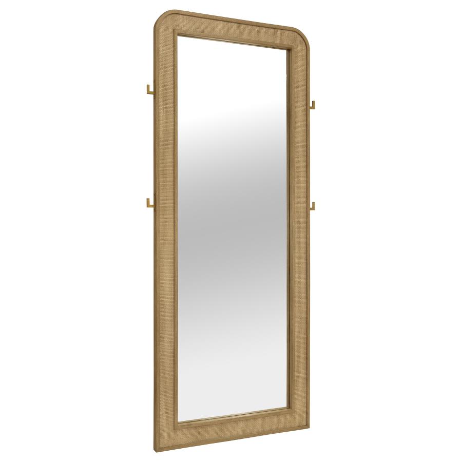 Arini Cane Weave Full Length Standing Floor Mirror Sand Wash-2