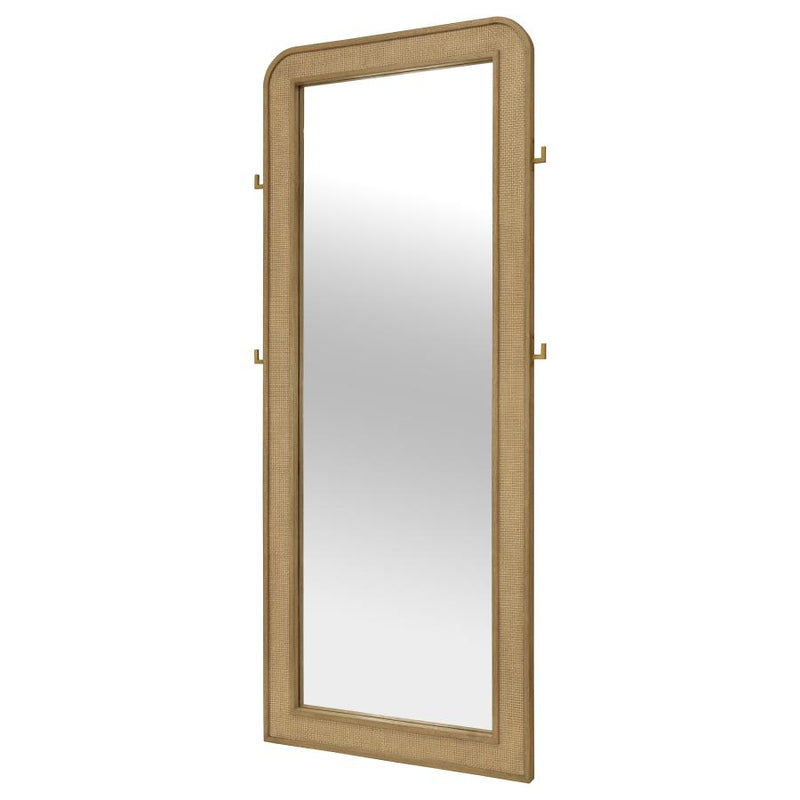 Arini Cane Weave Full Length Standing Floor Mirror Sand Wash-zoom-