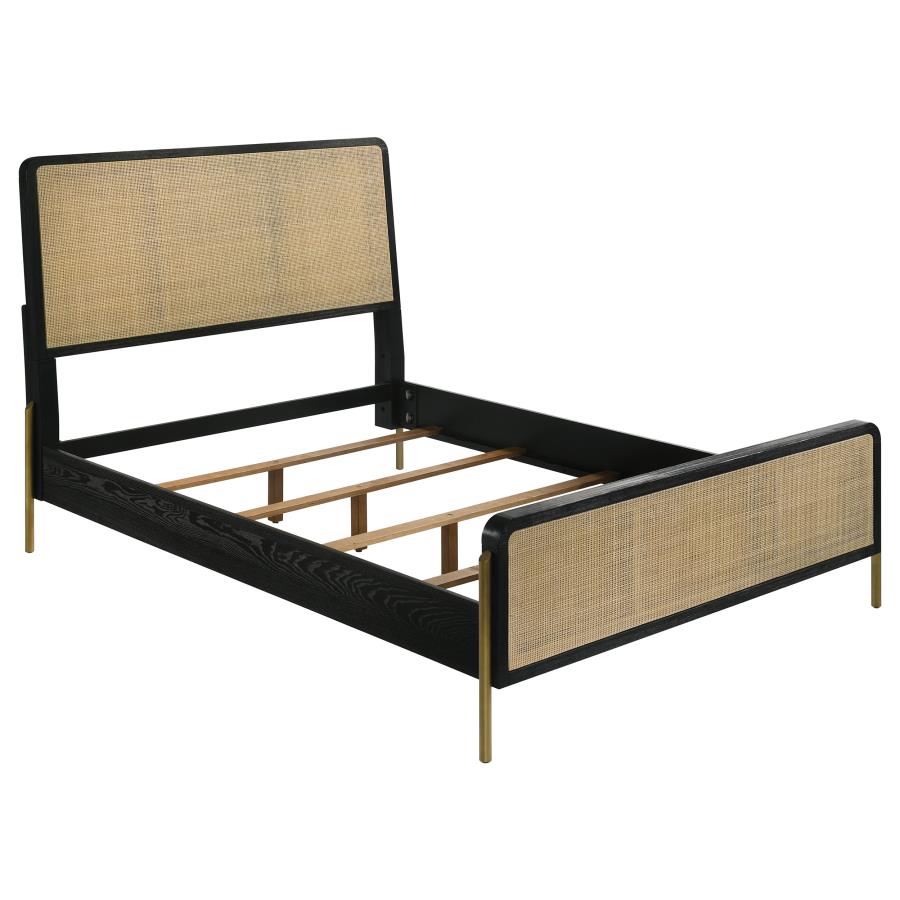 Arini Rattan Eastern King Panel Bed Black and Natural-zoom-1