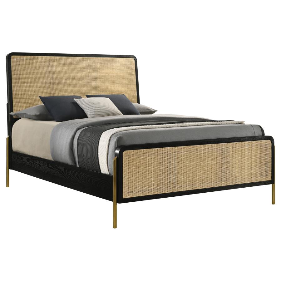 Arini Rattan California King Panel Bed Black and Natural-zoom-3