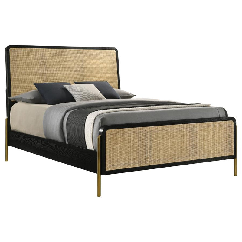 Arini Rattan California King Panel Bed Black and Natural-zoom-