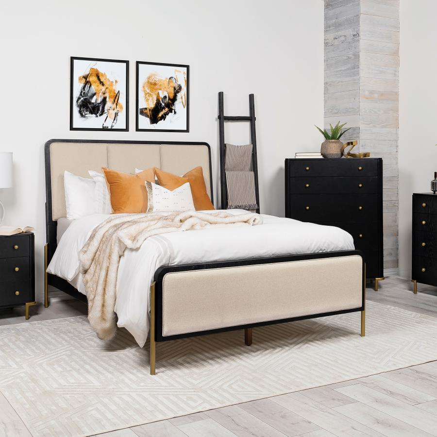 Arini 56-inch Eastern King Panel Bed Cream and Black-2