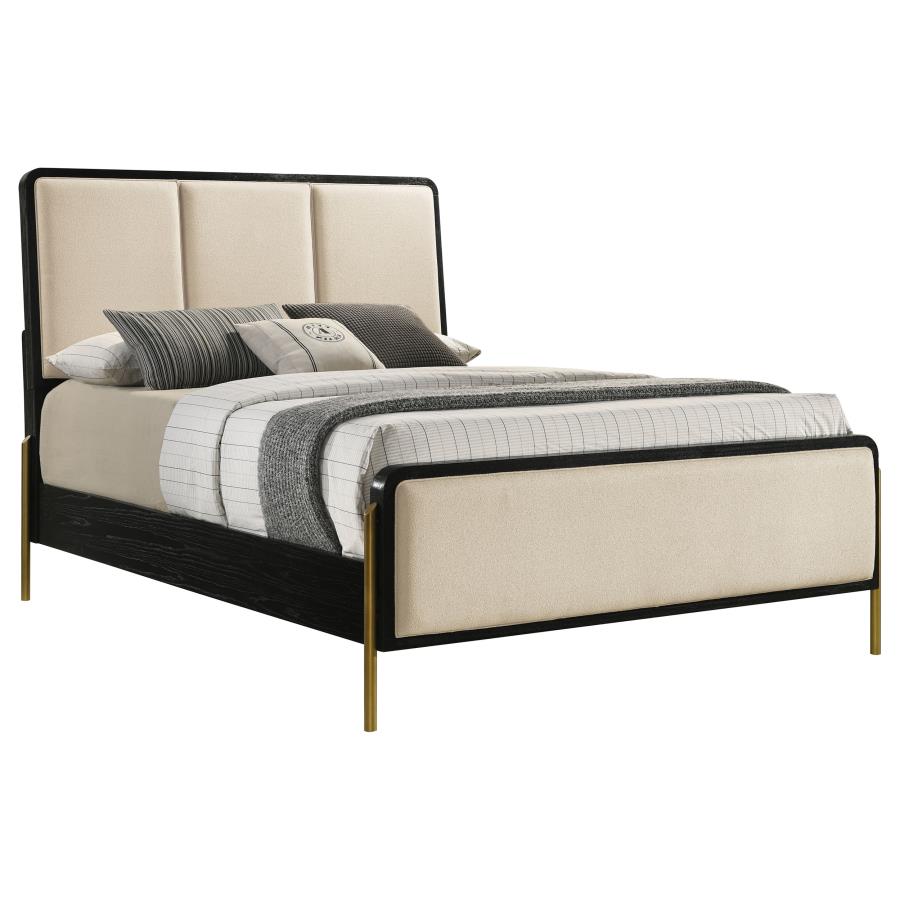 Arini 56-inch Eastern King Panel Bed Cream and Black-zoom-3