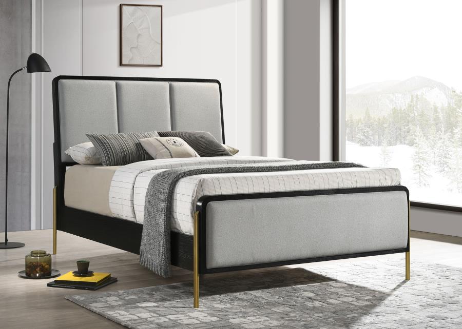 Arini Upholstered Eastern King Panel Bed Black and Grey-zoom-2