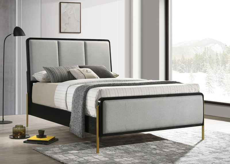 Arini Upholstered Eastern King Panel Bed Black and Grey-zoom-