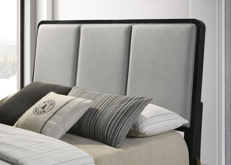 Arini Upholstered Eastern King Panel Bed Black and Grey-zoom-