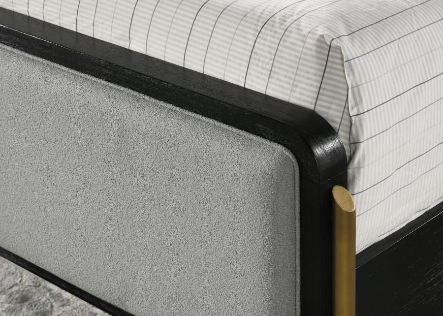 Arini Upholstered Eastern King Panel Bed Black and Grey-zoom-6