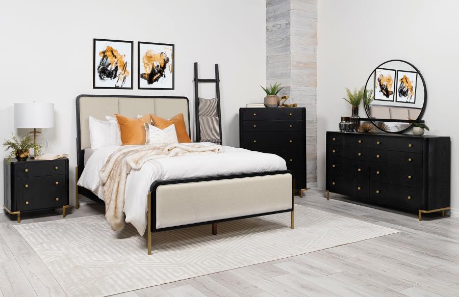 Arini 56-inch Queen Panel Bed Cream and Black-9