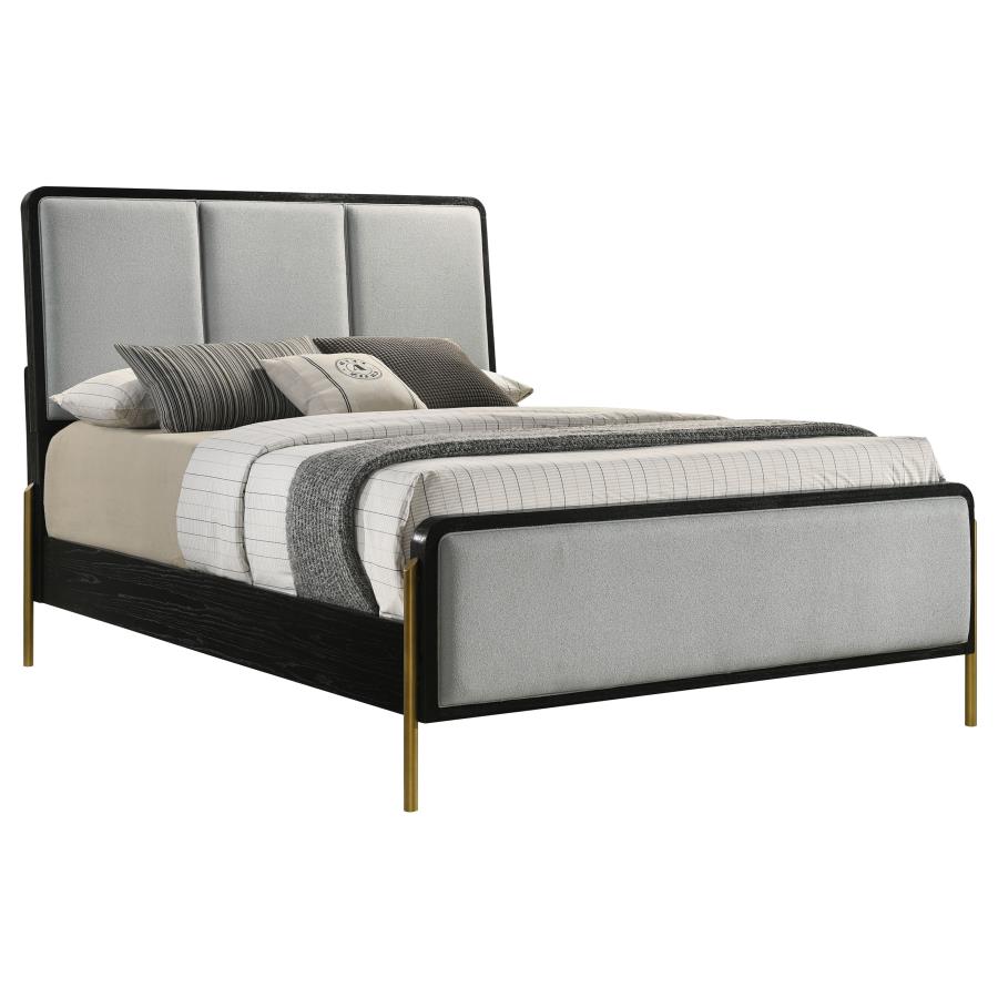Arini Upholstered Queen Panel Bed Black and Grey-zoom-3