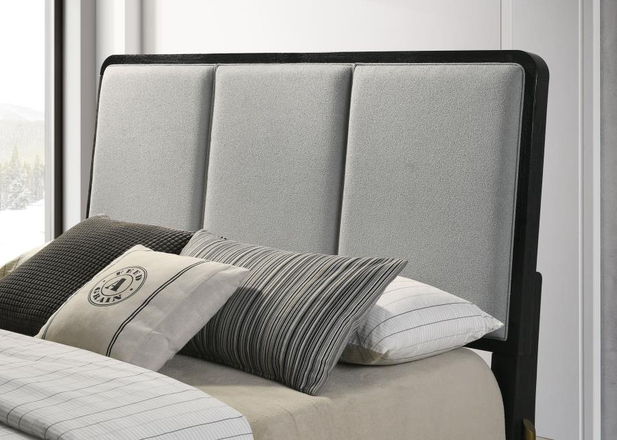 Arini Upholstered Queen Panel Bed Black and Grey-5
